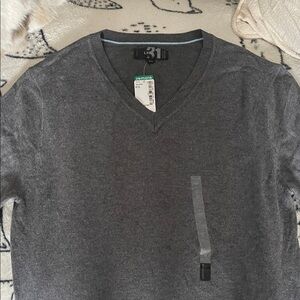 Simons Dark Gray V-Neck Sweater for Men